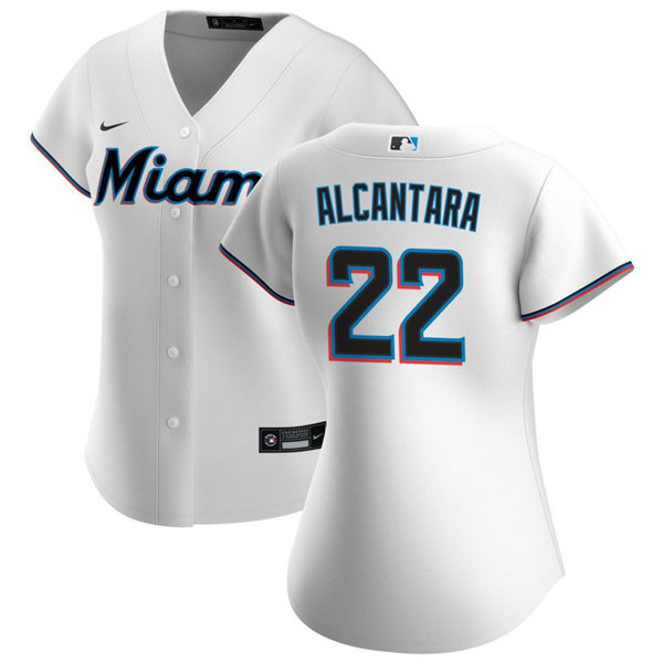 Womens Miami Marlins #22 Sandy Alcantara Nike White Home Replica Jersey