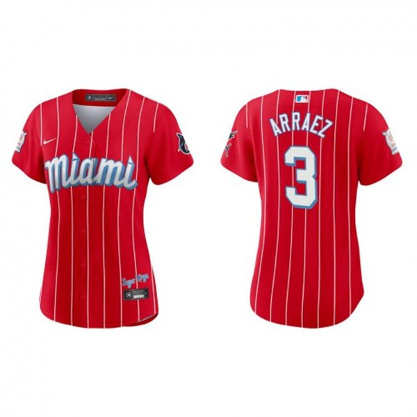 Womens Miami Marlins #3 Luis Arraez Nike Red 2021 City Connect Jersey