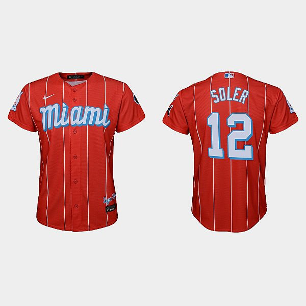 Youth Miami Marlins #12 Jorge Soler Nike Red 2021 City Connect Jersey