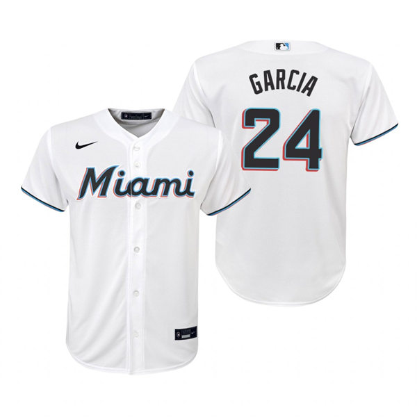 Youth Miami Marlins #24 Avisail Garcia Nike White Replica Home Jersey