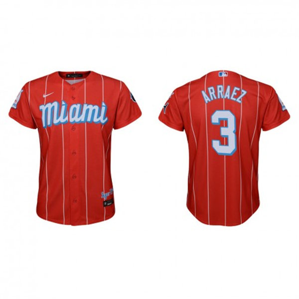 Youth Miami Marlins #3 Luis Arraez Nike Red 2021 City Connect Jersey