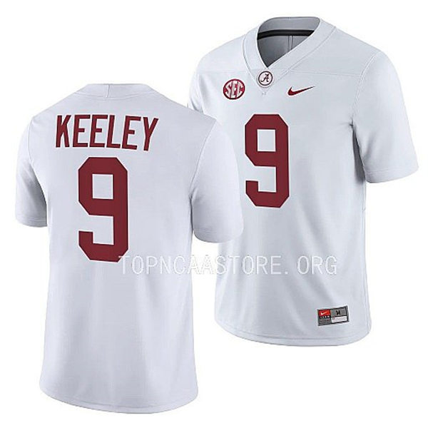 Mens Youth Alabama Crimson Tide #9 Keon Keeley White College Football Game Jersey