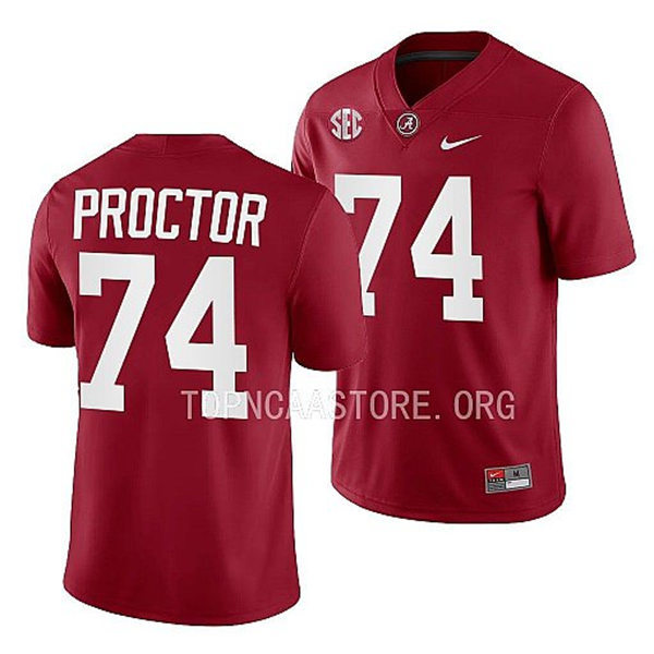 Mens Youth Alabama Crimson Tide #74 Kadyn Proctor Crimson College Football Game Jersey