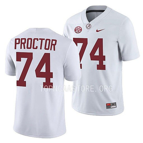 Mens Youth Alabama Crimson Tide #74 Kadyn Proctor White College Football Game Jersey
