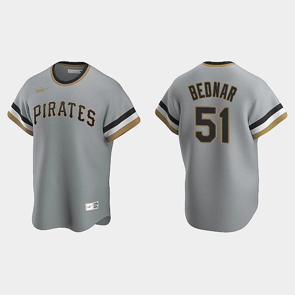 Men's Pittsburgh Pirates #51 David Bednar Nike Gray Pullover Cooperstown Collection Jersey