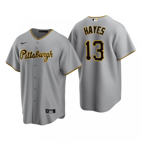 Youth Pittsburgh Pirates #13 Ke'Bryan Hayes  Nike Gray Road CoolBase Jersey
