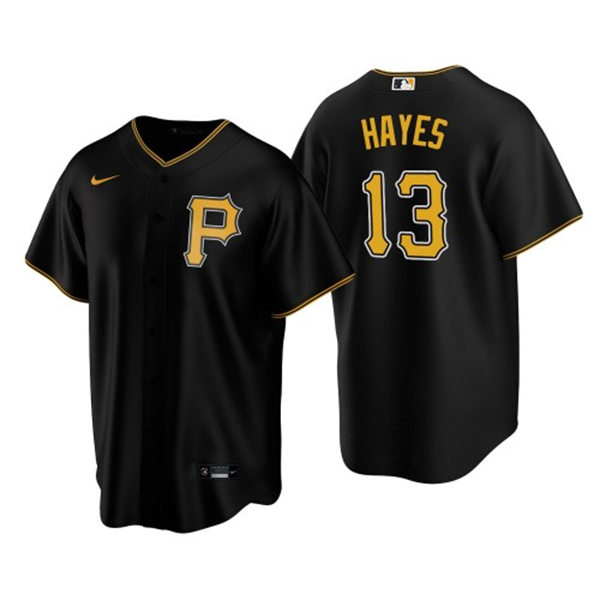 Youth Pittsburgh Pirates #13 Ke'Bryan Hayes Nike Black Alternate Team Logo Coolbase Jersey