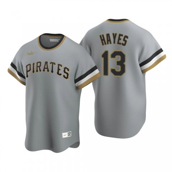 Mens Pittsburgh Pirates #13 Ke'Bryan Hayes Nike Gray Pullover Cooperstown Collection Jersey