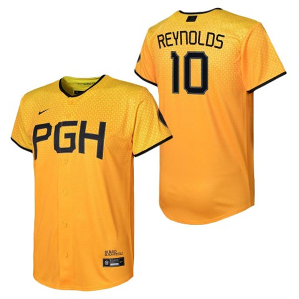 Yout Pittsburgh Pirates #10 Bryan Reynolds Nike Gold 2023 City Connect Jersey