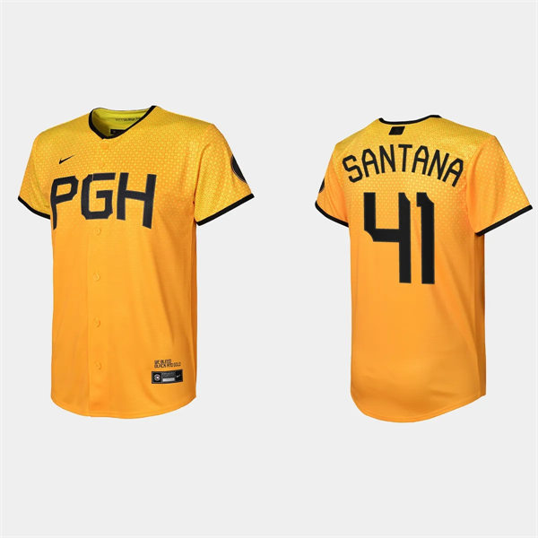 Yout Pittsburgh Pirates #41 Carlos Santana Nike Gold 2023 City Connect Jersey