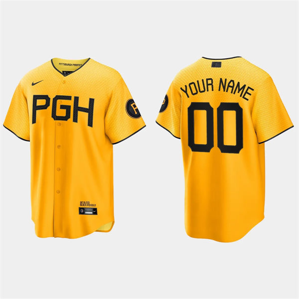 Men's Youth Pittsburgh Pirates Custom Nike Gold 2023 City Connect Jersey