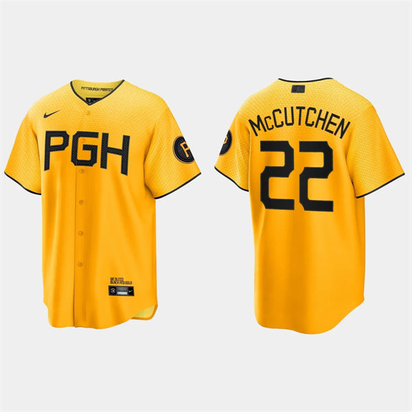 Mens Pittsburgh Pirates #22 Andrew McCutchen Gold 2023 City Connect Jersey