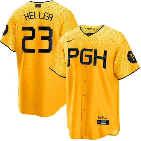 Mens Pittsburgh Pirates #23 Mitch Keller Gold 2023 City Connect Jersey