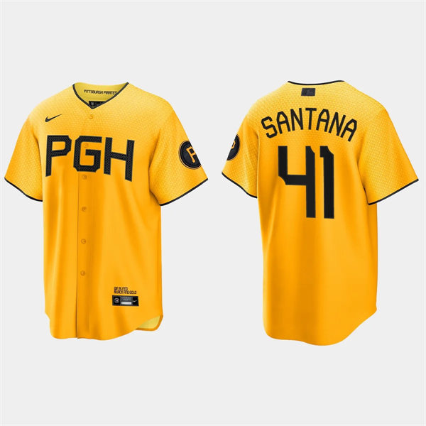 Mens Pittsburgh Pirates #41 Carlos Santana Gold 2023 City Connect Jersey