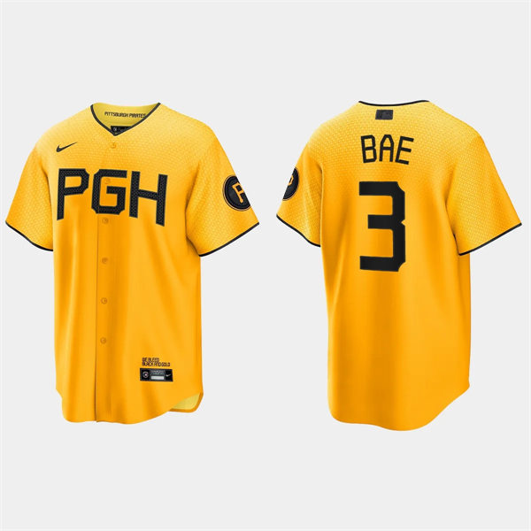 Mens Pittsburgh Pirates #3 Ji Hwan Bae Gold 2023 City Connect Jersey