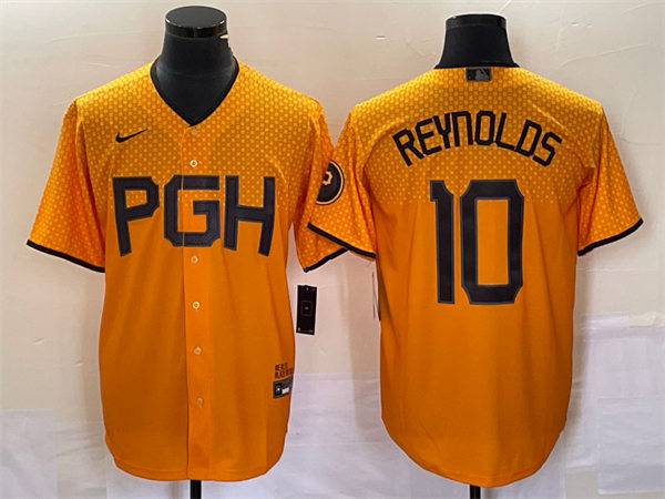 Mens Pittsburgh Pirates #10 Bryan Reynolds Gold 2023 City Connect Jersey