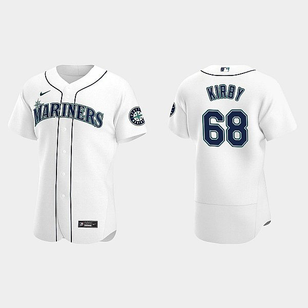 Mens Seattle Mariners #68 George Kirby Nike White Home Flex Base Player Jersey