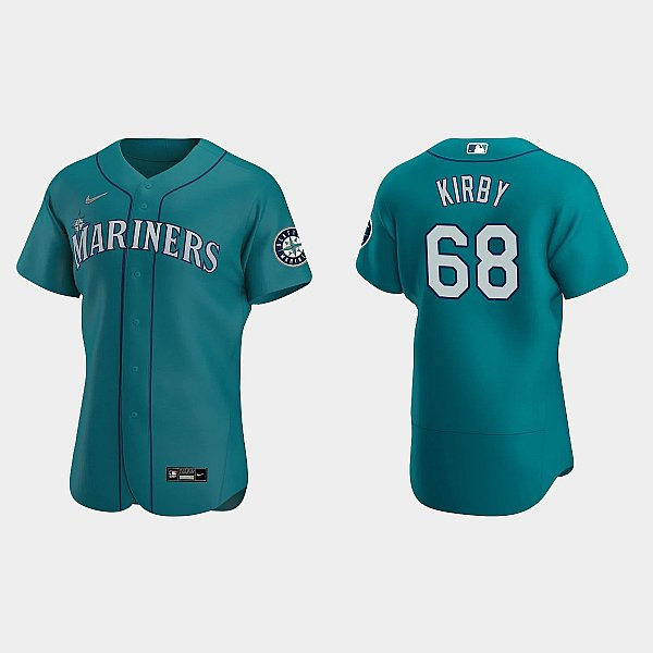 Mens Seattle Mariners #68 George Kirby Aqua Alternate Flex Base Player Jersey