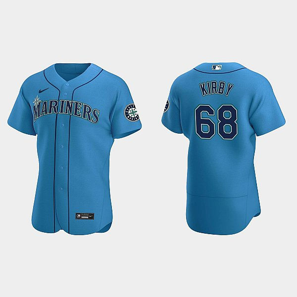 Mens Seattle Mariners #68 George Kirby Royal Alternate Flex Base Player Jersey