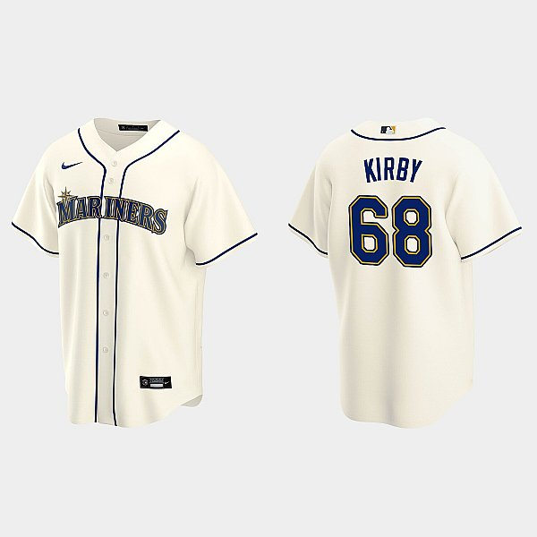 Mens Seattle Mariners #68 George Kirby Nike Cream Alternate Cool Base Jersey