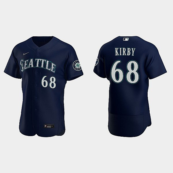 Mens Seattle Mariners #68 George Kirby Nike Navy Alternate FlexBase Player Jersey