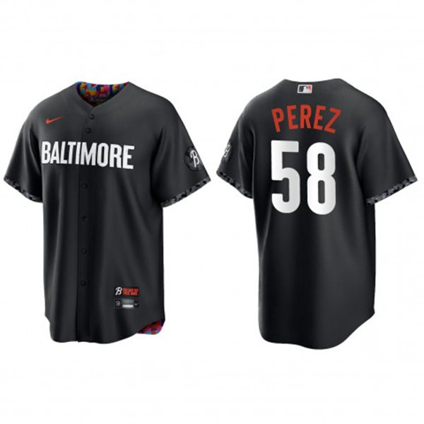 Mens Baltimore Orioles #58 Cionel Perez  Black 2023 City Connect Jersey