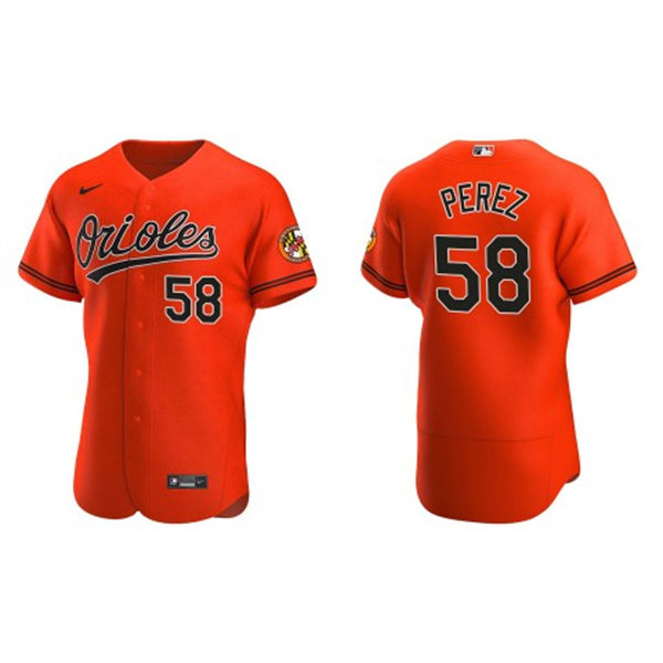 Mens Baltimore Orioles #58 Cionel Perez Nike Orange Alternate Flexbase Jersey