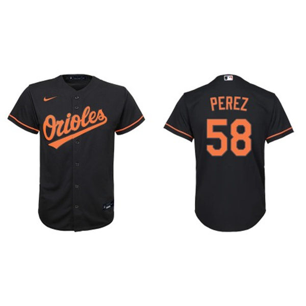 Youth Baltimore Orioles #58 Cionel Perez Nike Black Alternate Jersey