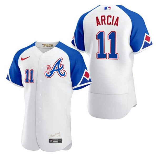 Mens Atlanta Braves #11 Orlando Arcia 2023 City Connect Authentic Jersey - White