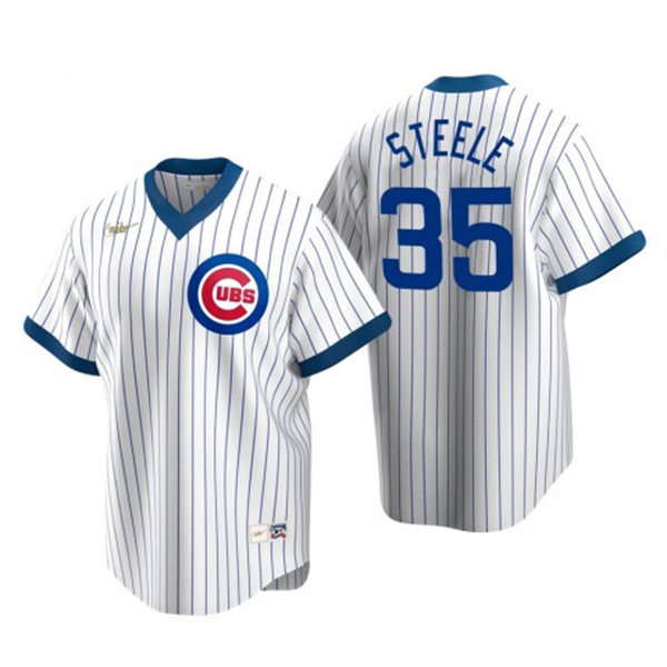 Men's Chicago Cubs #35 Justin Steele Nike White Pullover Cooperstown Jersey
