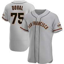 Mens San Francisco Giants #75 Camilo Doval Nike Grey Road Flexbase Player Jersey