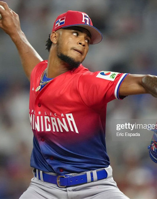 Mens Youth Dominican Republic #75 Camilo Doval 2023 World Baseball Classic Jersey - Red