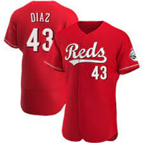 Men's Cincinnati Reds #43 Alexis Diaz Scarlet Alternate Reds FlexBase Player Jersey
