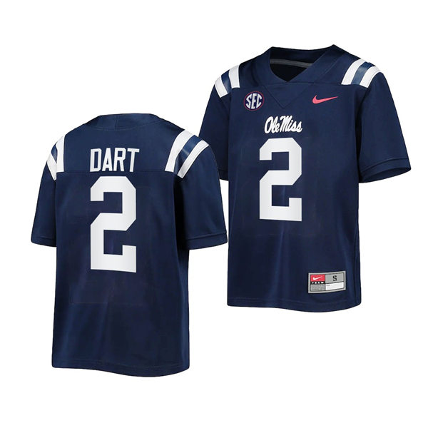 Mens Youth Ole Miss Rebels #2 Jaxson Dart 2022 Navy College Football Game Jersey