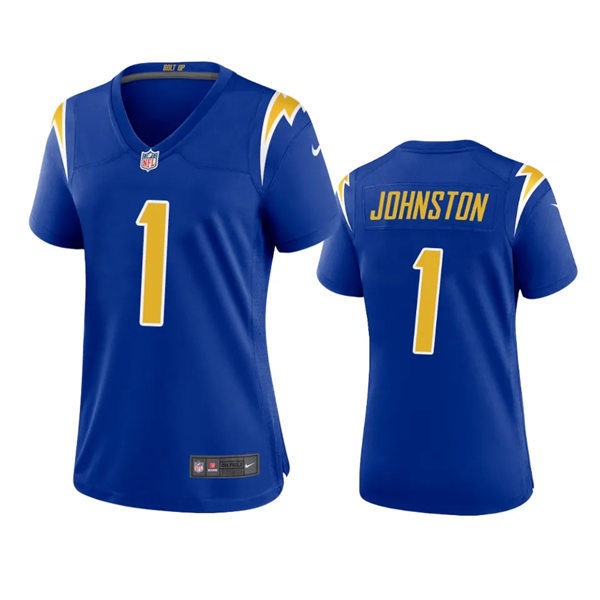 Women's Los Angeles Chargers #1 Quentin Johnston Royal Gold 2nd Alternate Limited Jersey