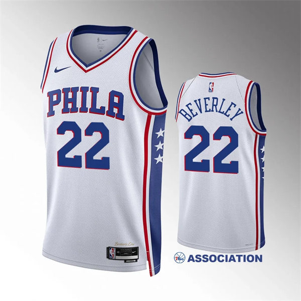 Mens Philadelphia 76ers #22 Patrick Beverley White Association Edition Authentic Player Jersey