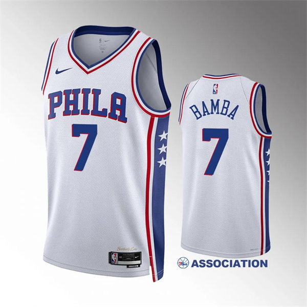 Mens Philadelphia 76ers #7 Mo Bamba White Association Edition Authentic Player Jersey