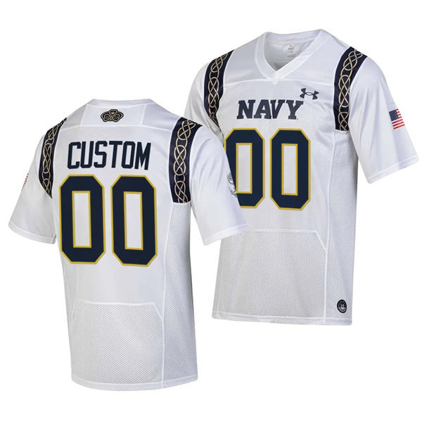 Mens Youth Navy Midshipmen Custom 2023 Aer Lingus College Football Classic Jersey - White