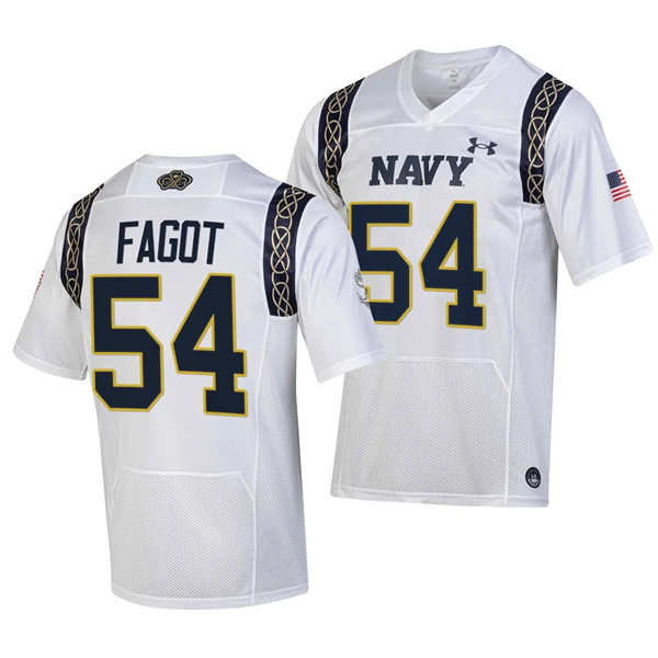 Mens Youth Navy Midshipmen #54 Diego Fagot 2023 Aer Lingus College Football Classic Jersey - White