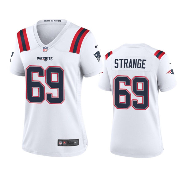 Womens New England Patriots #69 Cole Strange Nike White Limited Jersey