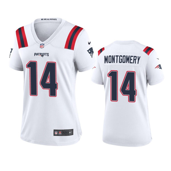Womens New England Patriots #14 Ty Montgomery Nike White Limited Jersey