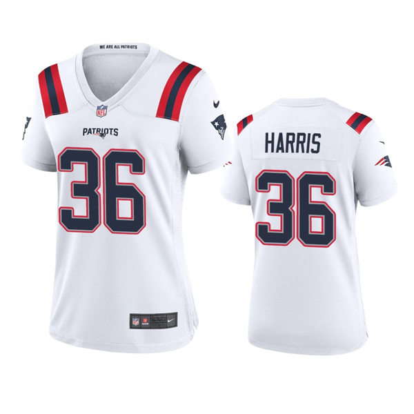Womens New England Patriots #36 Kevin Harris Nike White Limited Jersey