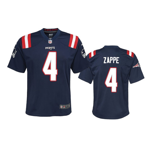 Youth New England Patriots #4 Bailey Zappe Nike Navy Limited Jersey