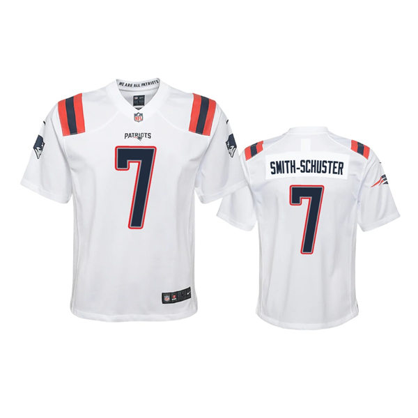 Youth New England Patriots #7 JuJu Smith-Schuster Nike White Limited Jersey