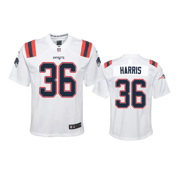 Youth New England Patriots #36 Kevin Harris Nike White Limited Jersey