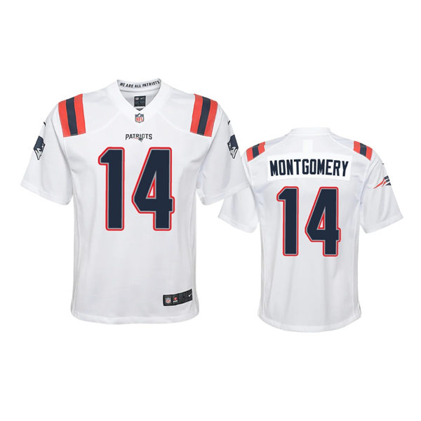 Youth New England Patriots #14 Ty Montgomery Nike White Limited Jersey