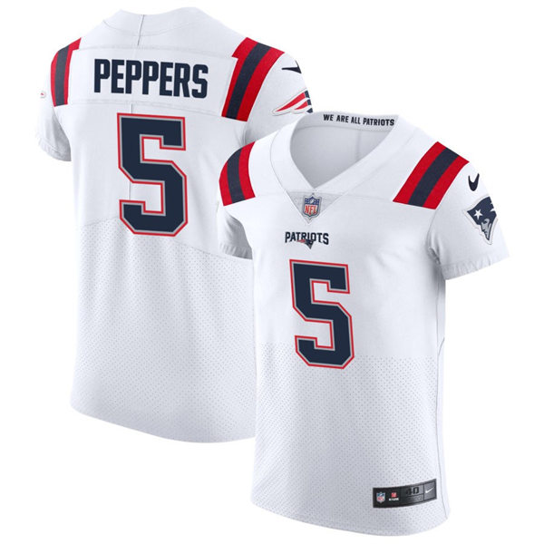 Mens New England Patriots #5 Jabrill Peppers Nike White Vapor Untouchable Limited Jersey