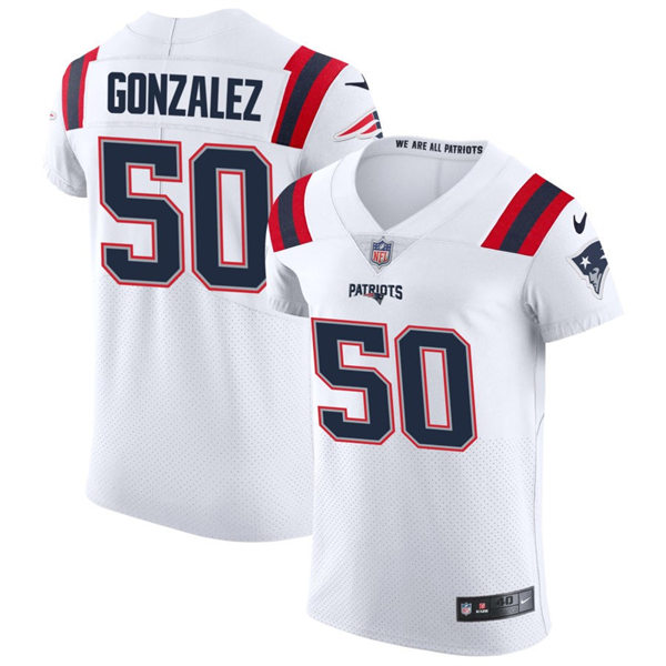 Mens New England Patriots #50 Christian Gonzalez Nike White Vapor Untouchable Limited Jersey
