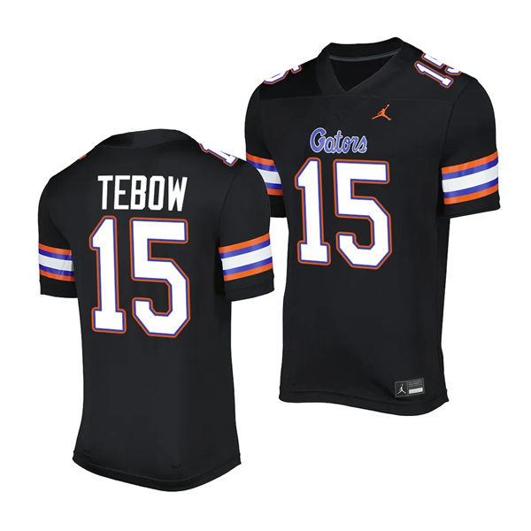 Mens Youth Florida Gators #15 Tim Tebow 2023 Black Alternate Football SALUTING THOSE WHO SERVE UNIFORM Jersey