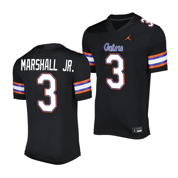 Mens Youth Florida Gators #3 Jason Marshall Jr. 2023 Black Alternate Football SALUTING THOSE WHO SERVE UNIFORM Jersey